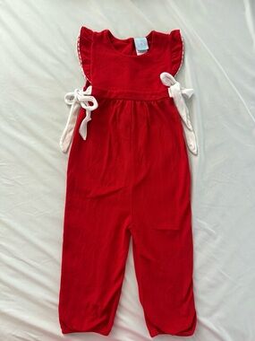 Bella Bliss Girls' Red Romper with Side Ties